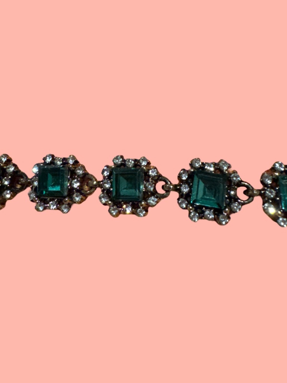 Vintage Emerald Green Crystal Link Bracelet